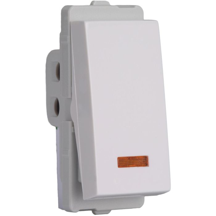10AX 1 way 1 Module Switch with indicator - White