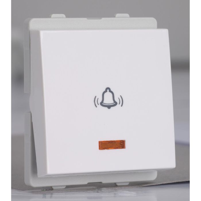 10A 2 module Bell push with indicator - White